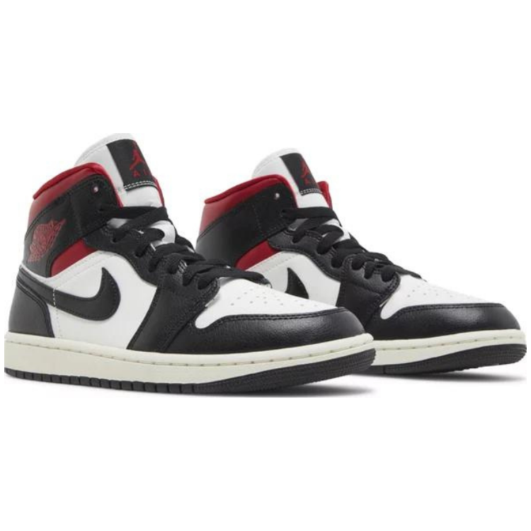 Air Jordan 1 Mid 'Black Sail Gym Red / Red Panda' Wmns - BQ6472-061